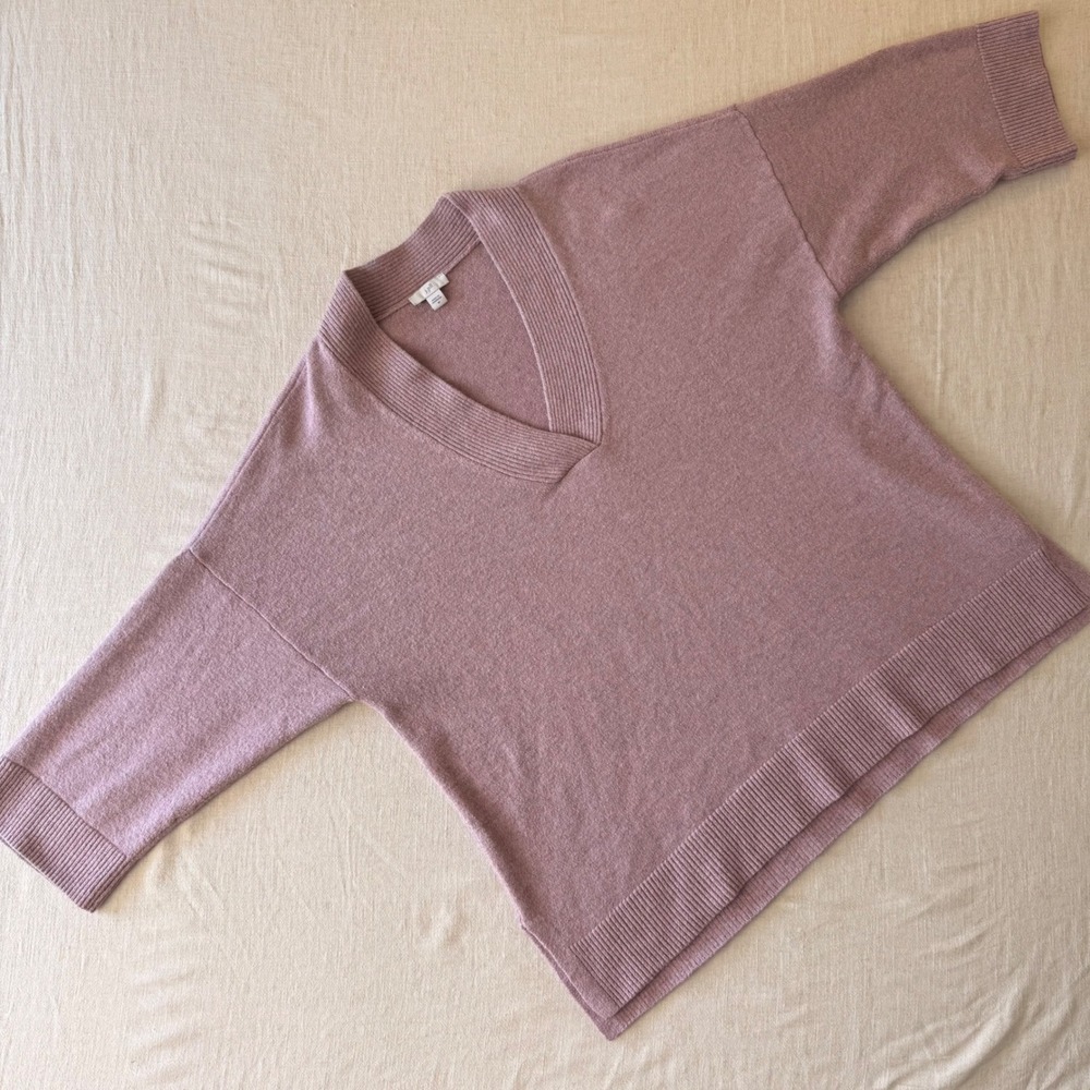 J. Jill Womens Medium Mauve‎ Pink V-Neck 3/4 Sleeve Knit Sweater